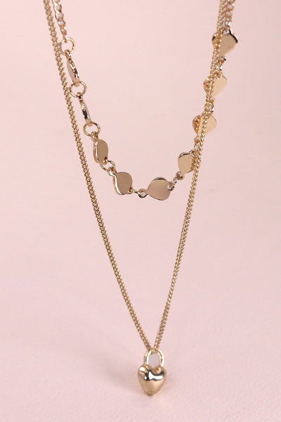 DOUBLE ROW MINI HEART CHARM NECKLACE | 80N337