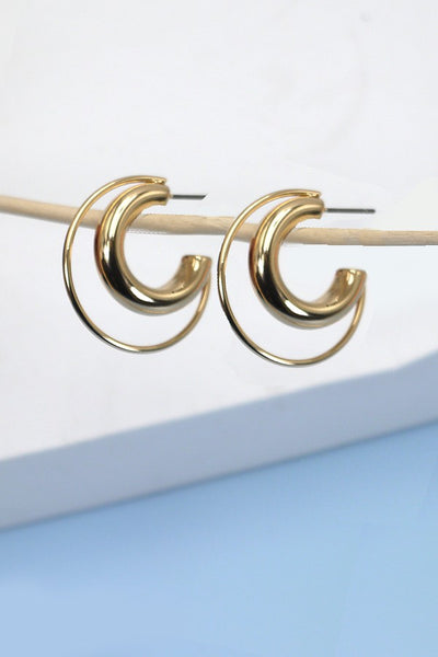 DUAL THIN AND THICK DOUBLE HOOP EARRINGS | 31E24016