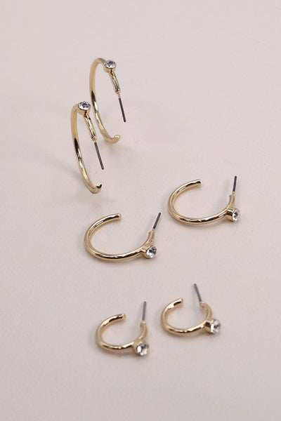 RHINESTONE STUDDED HOOP TRIO SET | 31E24044