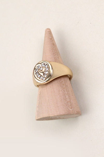 RHINESTONE HEART SIGNET RING | 31R23100