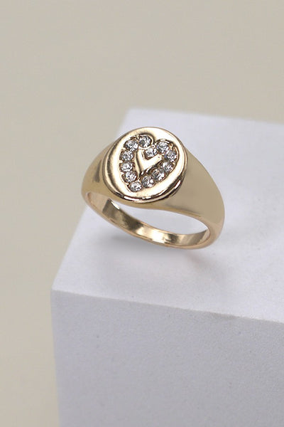 RHINESTONE HEART SIGNET RING | 31R23100