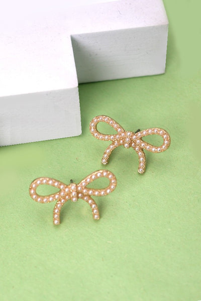 PEARL BOW STUD EARRINGS | 80E2405