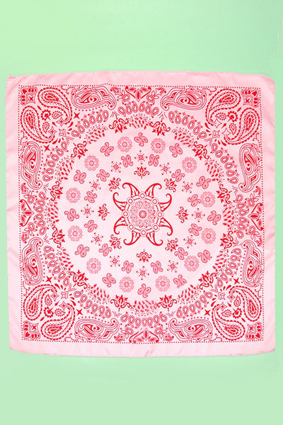 PAISLEY PINK SILKY FEEL BANDANA SCARF | 40SC616