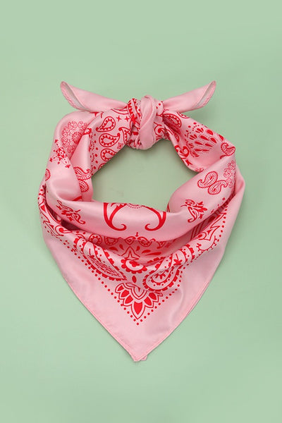 PAISLEY PINK SILKY FEEL BANDANA SCARF | 40SC616