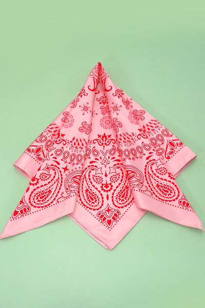 PAISLEY PINK SILKY FEEL BANDANA SCARF | 40SC616