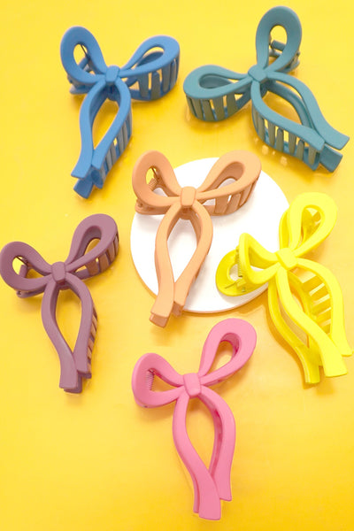 MATTE BOW HAIR CLAW CLIPS 12-piece set | 40H721-12 Pack