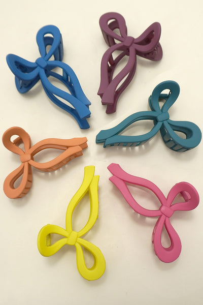 MATTE BOW HAIR CLAW CLIPS 12-piece set | 40H721-12 Pack