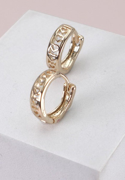 BRASS MINI HUGGIE HEART HOOP EARRINGS | 80E2515