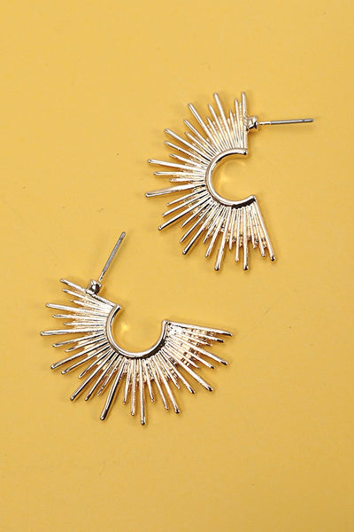 GOLD SUNBURST STUD HOOP EARRINGS  |  31E24046