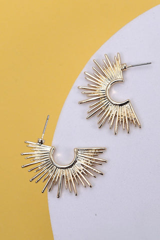 GOLD SUNBURST STUD HOOP EARRINGS  |  31E24046