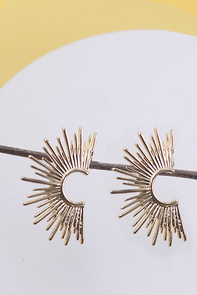 GOLD SUNBURST STUD HOOP EARRINGS  |  31E24046