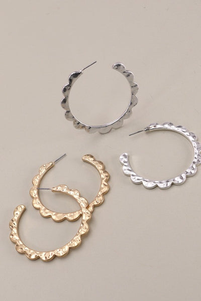 DESIGNED EDGE HOOP EARRINGS | 31E24053