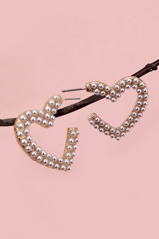 PEARL HEART SHAPE HOOP EARRINGS | 31E24067