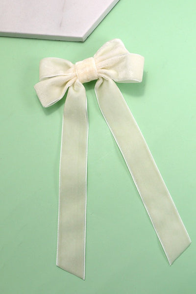 SOFT LONG VELVET RIBBON BOW HAIR CLIPS | 40H724