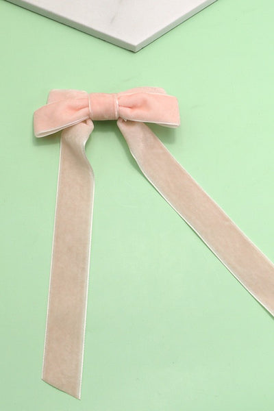 SOFT LONG VELVET RIBBON BOW HAIR CLIPS | 40H724