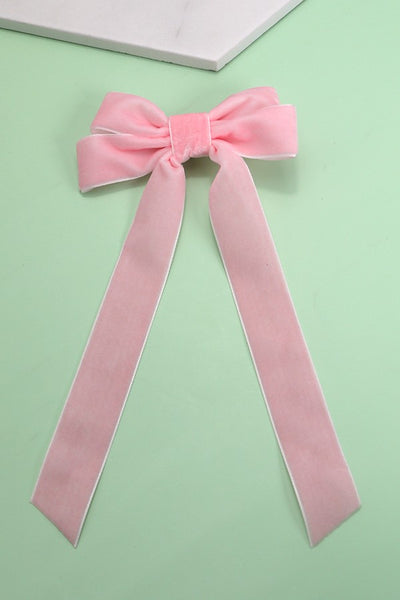 SOFT LONG VELVET RIBBON BOW HAIR CLIPS | 40H724