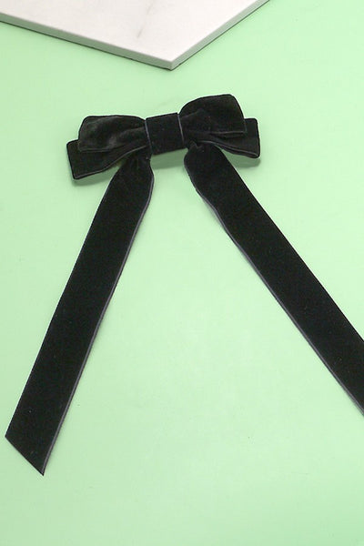 SOFT LONG VELVET RIBBON BOW HAIR CLIPS | 40H724