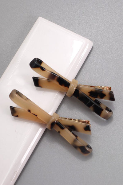 CELLULOSE ACETATE BOW HAIR PIN PAIR | 40H729