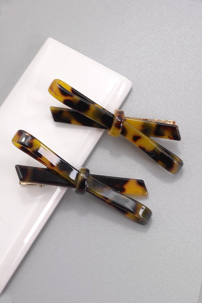 CELLULOSE ACETATE BOW HAIR PIN PAIR | 40H729