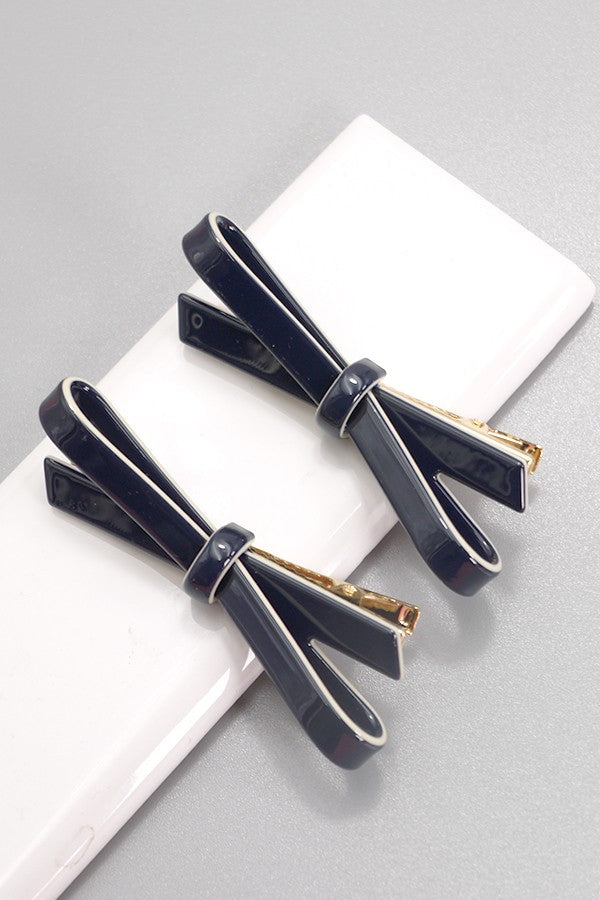 CELLULOSE ACETATE BOW HAIR PIN PAIR | 40H729