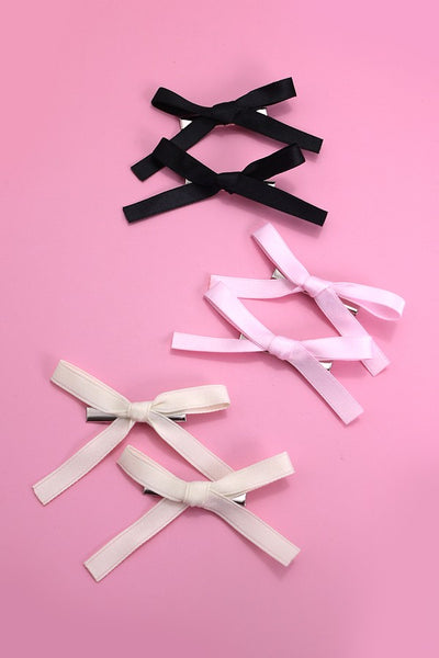 SOFT SILKY BOW HAIR PIN PAIR | 40H732