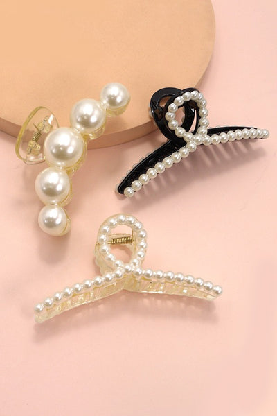 CLASSIC PEARL HAIR CLAW CLIPS | 40H738