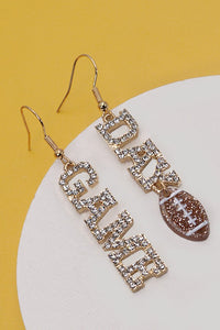 GAME DAY FOOT BALL RHINESTONE DROP EARRINGS | 80E2544