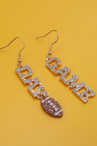 GAME DAY FOOT BALL RHINESTONE DROP EARRINGS | 80E2544