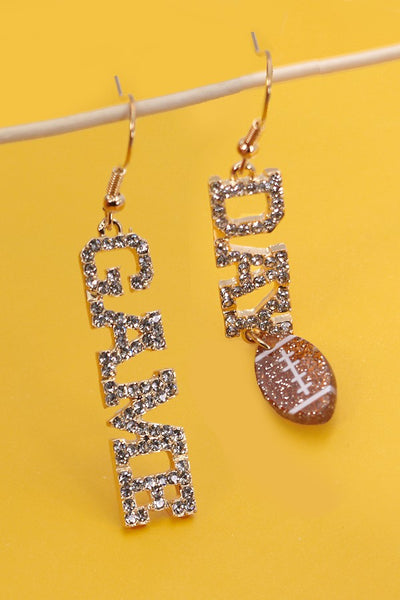 GAME DAY FOOT BALL RHINESTONE DROP EARRINGS | 80E2544