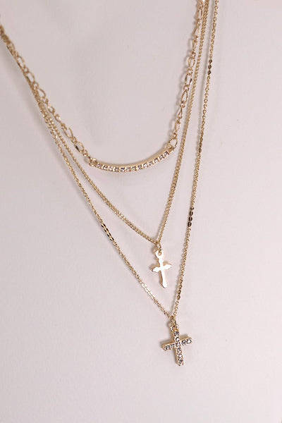 MULTI LAYER DOUBLE CROSS NECKLACE | 80N400