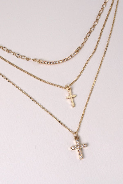 MULTI LAYER DOUBLE CROSS NECKLACE | 80N400