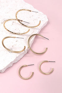 TRIO TEXTURED HOOP EARRINGS | 31E24181