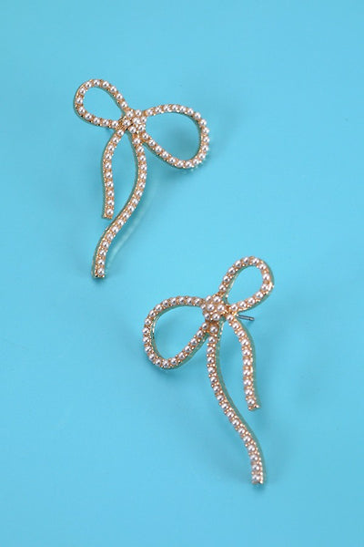 BIG BOW PEARL STUD EARRINGS | 31E24163