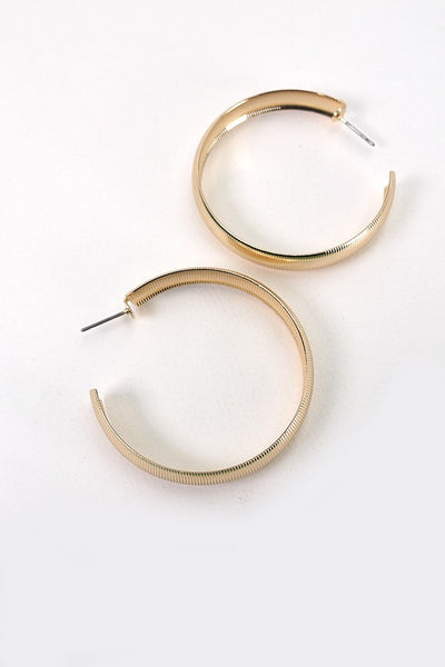 CLASSIC TEXTURE HOOP EARRINGS 2inch | 31E24134