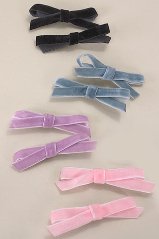 VELVET RIBBON BOW HAIR CLIPS PAIR  2PC SET | 40H745