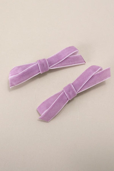 VELVET RIBBON BOW HAIR CLIPS PAIR  2PC SET | 40H745