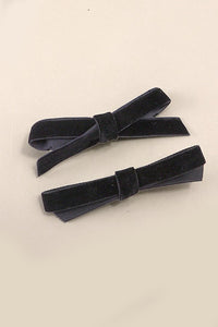 VELVET RIBBON BOW HAIR CLIPS PAIR  2PC SET | 40H745