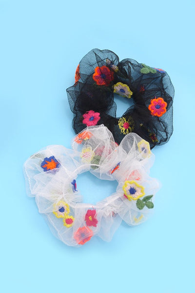 FLOWER EMBROIDERY SCRUNCHIES | 40S721