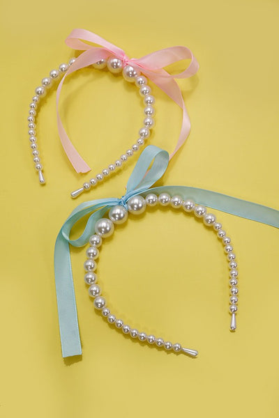 CHIC PEARL RIBBON BOW HAIR BAND | 40HB150