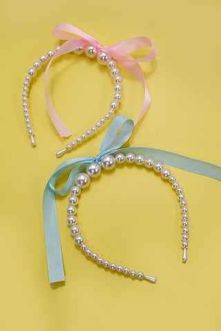 CHIC PEARL RIBBON BOW HAIR BAND | 40HB150