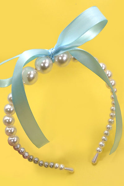 CHIC PEARL RIBBON BOW HAIR BAND | 40HB150