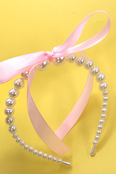 CHIC PEARL RIBBON BOW HAIR BAND | 40HB150