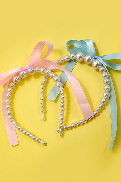 CHIC PEARL RIBBON BOW HAIR BAND | 40HB150