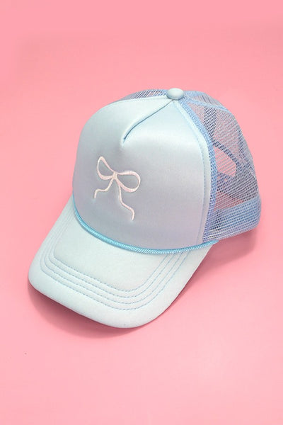 EMBROIDERY RIBBON BOW TRUCKER HAT CAP | 40HW718