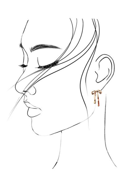 AUTHENTIC LONG BOW RIBBON STUD EARRINGS | 80E2707