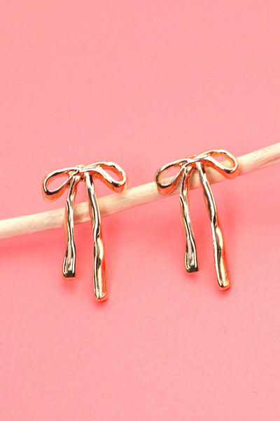 AUTHENTIC LONG BOW RIBBON STUD EARRINGS | 80E2707