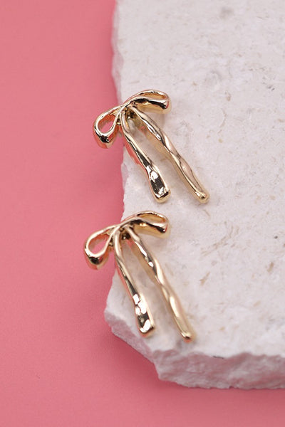 AUTHENTIC LONG BOW RIBBON STUD EARRINGS | 80E2707