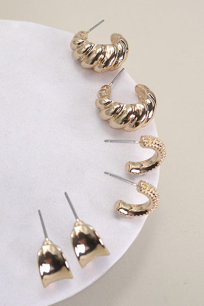 EXQUISITE TRIO HUGGIE HOOP EARRINGS | 80E2654