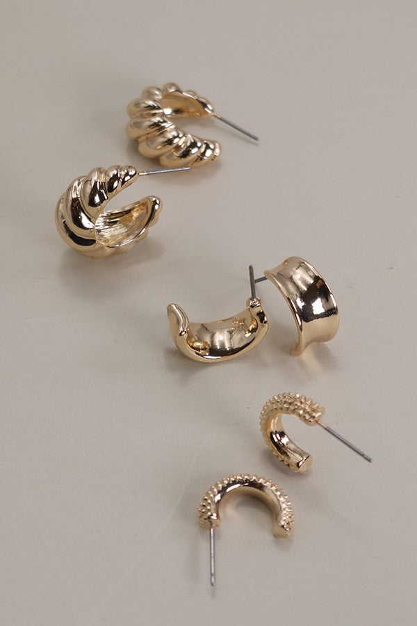 EXQUISITE TRIO HUGGIE HOOP EARRINGS | 80E2654