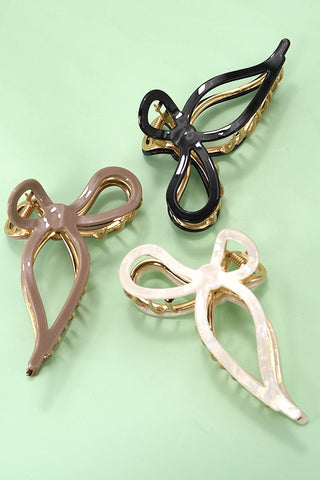 JUMBO CELLULOSE CASTING BOW HAIR CLAW CLIPS | 40H759